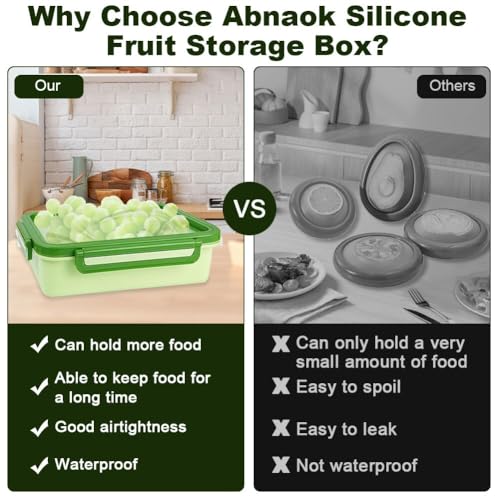 Abnaok 2PCS Reusable Large Fruit And Veggie Savers, Silicone Fruit Storage Box, Fruit Storage Pods For Food Saver, Ideal For Roast Chicken, Garlic, Onions, Lemons, Watermelon and Potatoes