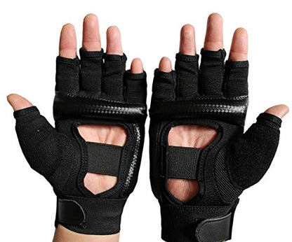 Men Kids Taekwondo Gloves Punch Bag Boxing Martial Arts MMA Sparring Grappling Muay Thai Training PU Leather Wrist Wraps Gloves - color: Black, size: X-Large