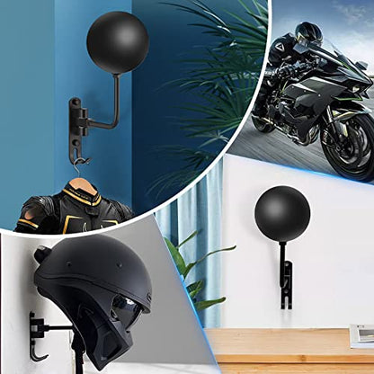 Kikerike Motorcycle Helmet Rack Wall Mount 180 Degree Rotation Metal Bike Helmet Holder Mount Bicycle Helmet Display Hanger Stand with 2 Hooks for Motorcycle Bike Baseball Rugby Helmet - Black, 1 Pcs - color: Black(1PCS)