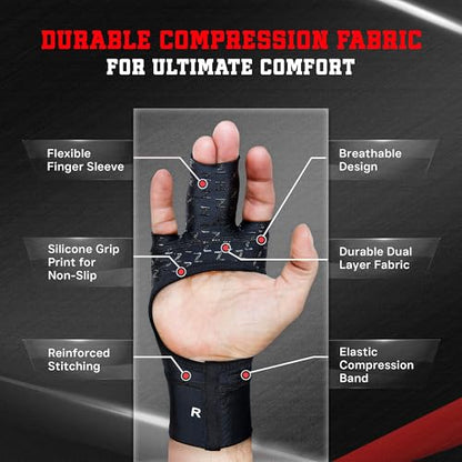 Grappz Middle Finger Brace Compression Gloves – Athletic Buddy Tape & Trigger Finger Splint Alternative – Finger Sleeve & Brace, Arthritis Pain Relief & Joint Stabilizer for All Sports – Unisex L - size: Large, style: Middle Finger