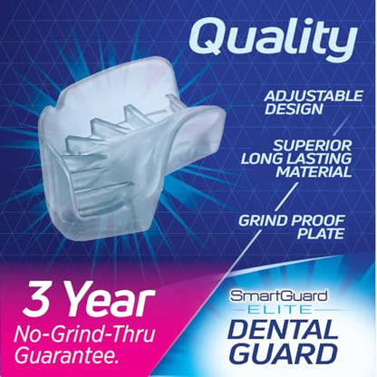 Dental Guard SMARTGUARD Elite (2 Guards 1 Travel case) Front Tooth Custom Anti Teeth Grinding Night Guard for Clenching - Dentist Designed - Bruxing Splint Mouth Protector for Relief of Symptoms - size: 2 Count (Pack of 1)