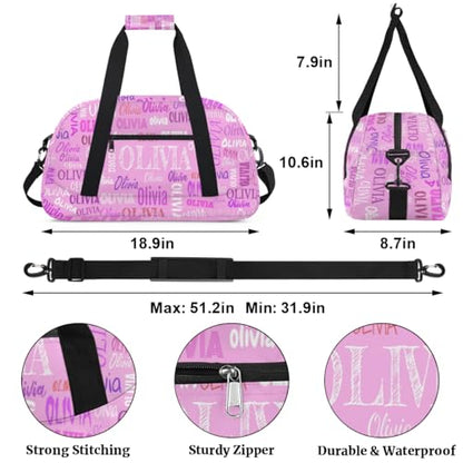 Custom Dance Ballet Duffle for Girls Pink, Personalized With Name - Overnight, Toddler, Gym Bag for Travel, Weekend, Sleepover - color: Color22