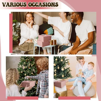 WLUSEAXI 12-Pack Gift Boxes with Lids, Pink with Bow Ribbon, Bridesmaid Proposal Box for Wedding, Christmas, Halloween, Baby Shower - color: Pink