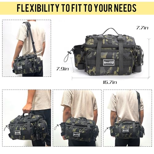 Sougayilang Fishing Tackle Bags - Fishing Tackle Storage Bags for Saltwater or Freshwater Fishing Gear - Padded Shoulder Strap - Tackle Box Bag Fishing Bag(Green) - color: Green without a 3600 Tackle Tray