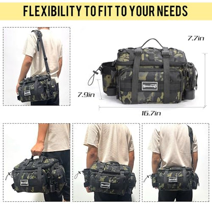 Sougayilang Fishing Tackle Bags - Fishing Tackle Storage Bags for Saltwater or Freshwater Fishing Gear - Padded Shoulder Strap - Tackle Box Bag Fishing Bag(Green) - color: Green without a 3600 Tackle Tray