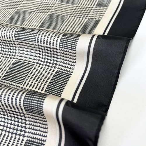 FONYVE Silk Feeling Scarf Medium Square Satin Head Scarf for Women 27.5 × 27.5 inches - color: 04 Houndstooth