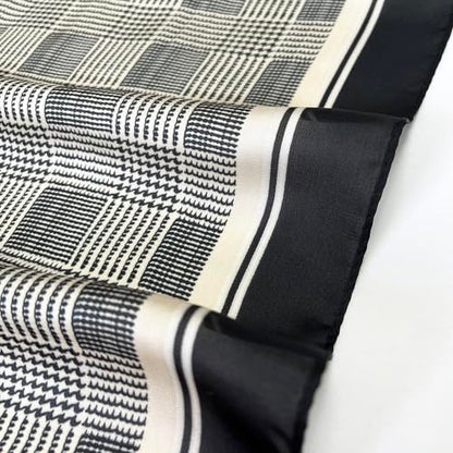 FONYVE Silk Feeling Scarf Medium Square Satin Head Scarf for Women 27.5 × 27.5 inches - color: 04 Houndstooth