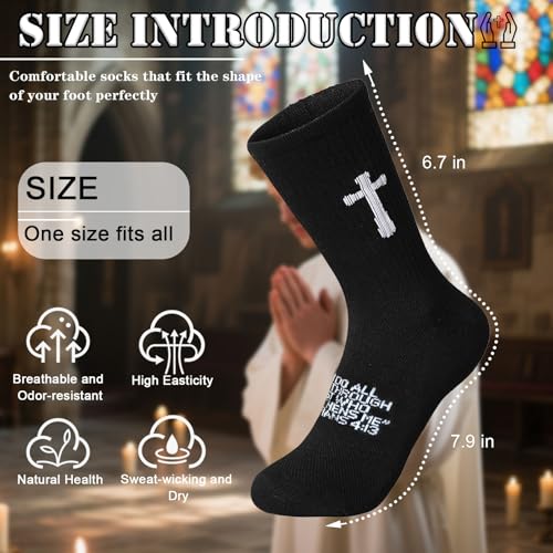 3 Pairs Christian socks Prayer socks Birthday Gifts for Dad,Men Husband Grandp Fathers Day Christmas - color: Philippians 4:13 - Black