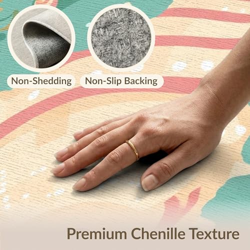6'x9' Washable Beachy Seashell Area Rug, Seafoam Green Foldable Non-Slip Large Carpet for Queen Size Bedroom, Under Bed, Master Bedroom, Foldable Easy Care Carpet| Ref:1952455 - color: Green/Pattern 1, size: 6' x 9' (Rectangular)