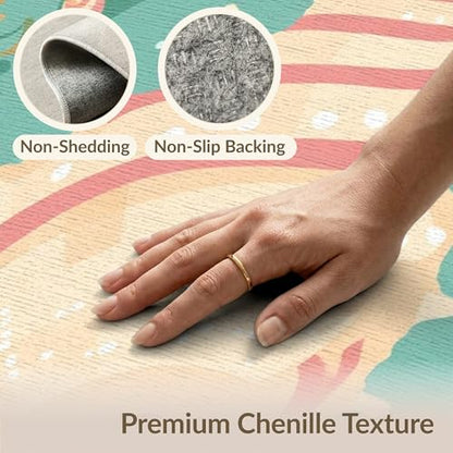 6'x9' Washable Beachy Seashell Area Rug, Seafoam Green Foldable Non-Slip Large Carpet for Queen Size Bedroom, Under Bed, Master Bedroom, Foldable Easy Care Carpet| Ref:1952455 - color: Green/Pattern 1, size: 6' x 9' (Rectangular)