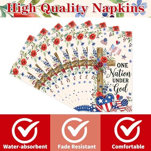 Rakuto 4th of July Patriotic Napkins Decorations, 100PCS Fourth of July Paper Napkins Party Decoration, Red White Blue Star Napkin for Memorial Day Election Day Independence Day Decor - style: 4th of July