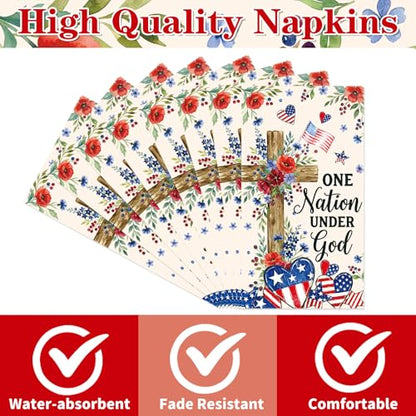 Rakuto 4th of July Patriotic Napkins Decorations, 100PCS Fourth of July Paper Napkins Party Decoration, Red White Blue Star Napkin for Memorial Day Election Day Independence Day Decor - style: 4th of July