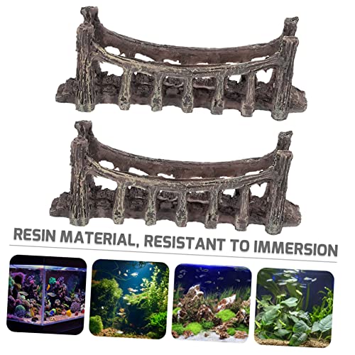 balacoo Fish Tank Ornament 2pcs Artificial Bridge Decor Aquarium Mountain View Decor Set
