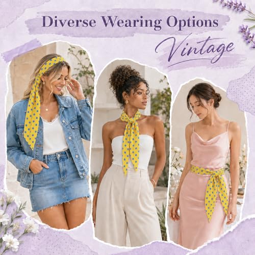 Polka Dot Scarf for Women, Chiffon Womens Scarves for Travel Date - color: Yellow