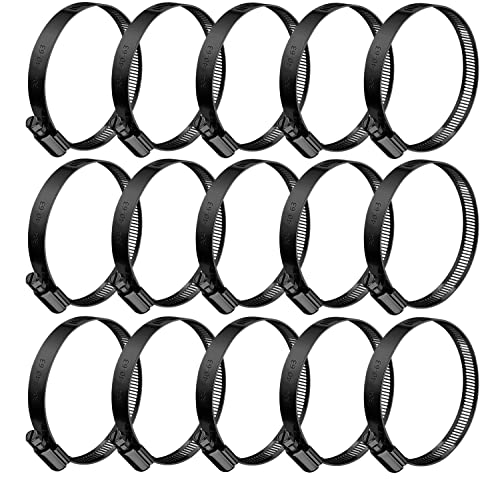 BOTTEN 15pcs Black Hose Clamp,1-9/16"-2.5"(40-63mm)304 Hose Clamps Stainless Steel Adjustable Worm Gear Hose Clamps Assortment Kit,radiator hose clamps fuel line clamps - size: 1-9/16''–2.5''