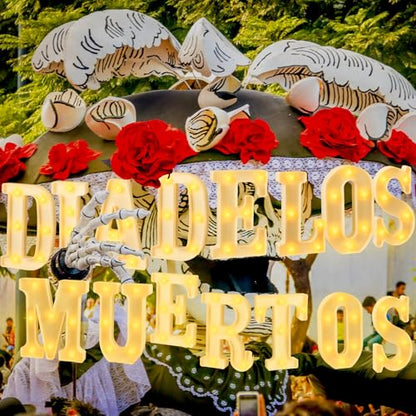 Aurelema Sukkot Large LED Letter Sign LED Lights Battery Powered Table Decoration for Party Gift Tabletop Decoration(Dia De Los Muertos) - size: 8.27 inches, style: Dia De Los Muertos