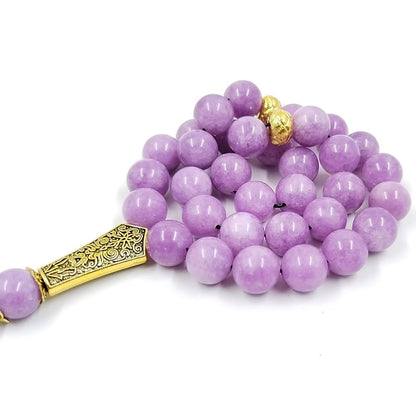 ALBASHAN Natural Purple Agate Tasbih 33 66 99 Beads Gift Eid Al-Fitr Rosary Muslim Bracelet Islam Rosary - color: 10mmx33beads