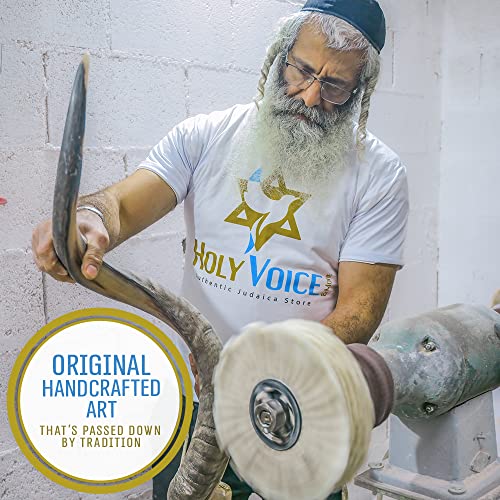 Holy Voice Sterling Silver-Plated 39"-43" Shofar Horn from Israel - with Stand, Carrying Bag, and Cleaning Brush – Made in Israel (Jerusalem) - color: Jerusalem, size: 39"-43"