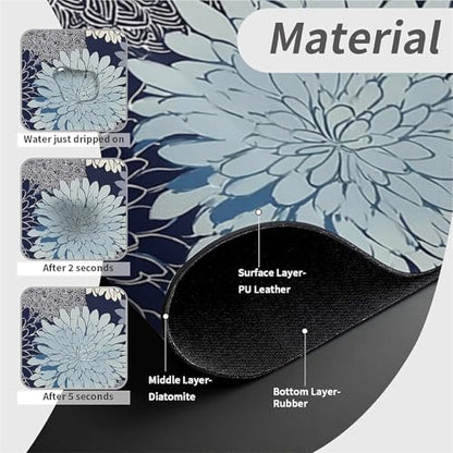 Kitchen Sink Splash Guard，Chrysanthemum flowers-1 Faucet Mat Sink Gadgets-Super Absorbent Fast Drying Mat Drip Catcher for Kitchen, Bathroom,Sink Mat, Dish Drying Mat, Bathroom(15" X 5.5" ) - color: Chrysanthemum flowers-1