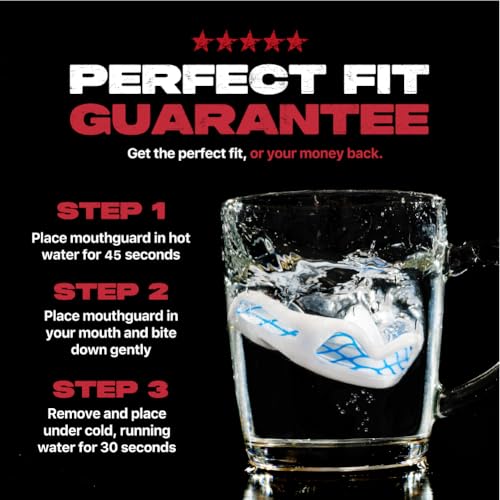 SAFEJAWZ Mouth Guard, Triple Layer Mouthguard for Adults with Case, Easy Fit Remoldable Premium Mouthpiece for Football, Boxing, Lacrosse, MMA, Basketball & All Contact Sports (Adult 12+ Years, White) - color: White