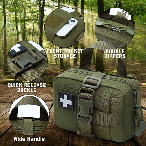Upgrade Molle Rip Away Ifak Pouch, Tactical Small Belt First Aid Pouch Medical Utility EMT Pouch Only - color: ARMY GREEN