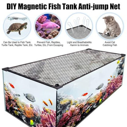 Magnetic Aquarium Lid Fish Tank Top Cover Hood Anti-Jumping Mesh Net for Fishs Tank Top Cover to Protect Fishes Jumping Out of for up to 40 Gallon Fish Tank