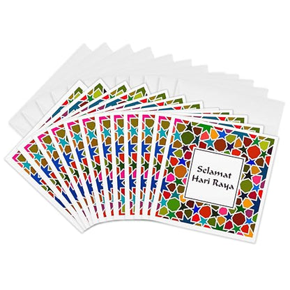 3dRose Greeting Cards - Selamat Hari Raya - Happy Festival Day in Malay - Muslim Malaysian Eid - 12 Pack - Occasions - size: 12 Greeting Cards with envelopes