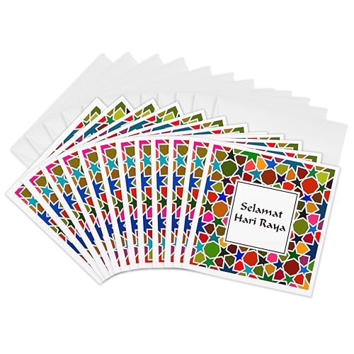 3dRose Greeting Cards - Selamat Hari Raya - Happy Festival Day in Malay - Muslim Malaysian Eid - 12 Pack - Occasions - size: 12 Greeting Cards with envelopes