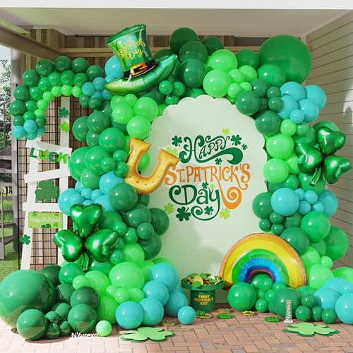 160Pcs St Patricks Day Green Balloons Arch Garland Kit - color: Green Teal