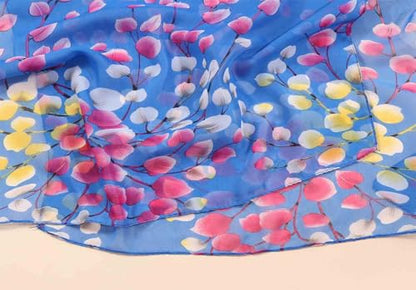 Xyueanlo Women's Chiffon Scarf Lightweight Scarves Fashion Elegant Floral Print Scarfs Shawls - color: Plum Blossom Blue