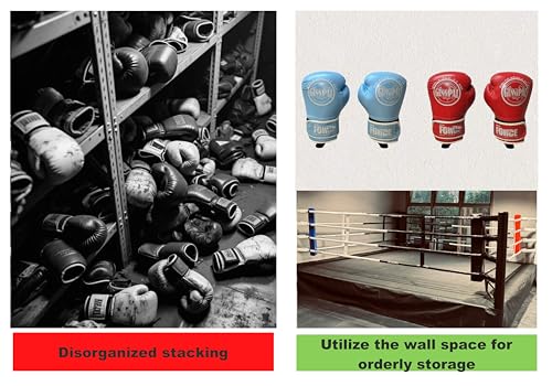 Wall-Mounted Boxing Glove Holder, Made of Stainless Steel, Suitable for Boxing Gloves Weighing 10 to 16 Ounces, Suitable for Home Gyms and Boxing Training Rooms (Black 4PCS)