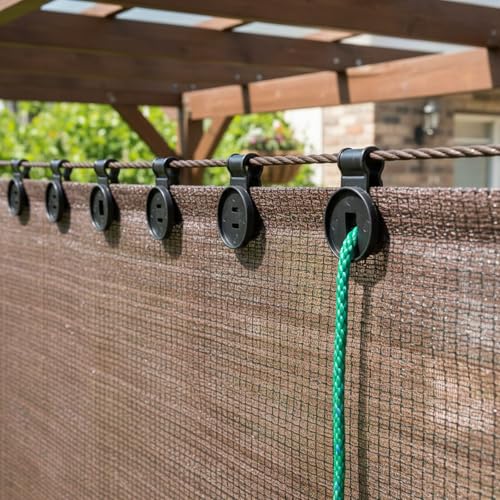 QAZXCDEW-60 Pack Shade Cloth Heavy Duty Lock Grip, Round Plastic Sun Shade Net Clip, Reusable Sun Shade Clips for Garden, Patio Awnings, Greenhouse Fabric, Windproof Anti Bird Netting Clamps
