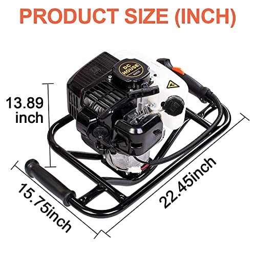 DC HOUSE 52cc 1800W Gas Powered Earth Auger EPA Certified Post Hole Digger, with 2 Drill Bits 6" 10", Mixing Ratio 30:1, for Fence, Farmland and Garden - size: 52cc+2 bit(6“10”)