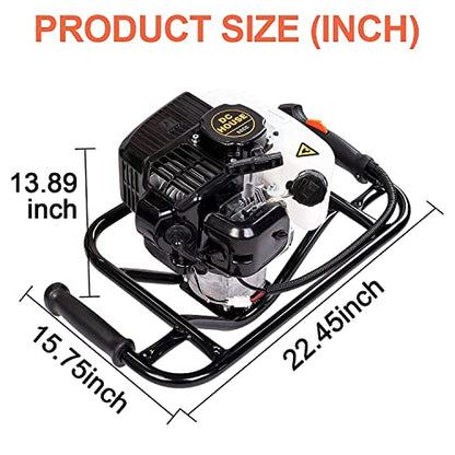 DC HOUSE 52cc 1800W Gas Powered Earth Auger EPA Certified Post Hole Digger, with 2 Drill Bits 6" 10", Mixing Ratio 30:1, for Fence, Farmland and Garden - size: 52cc+2 bit(6“10”)