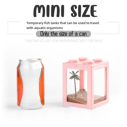 Mini Sea Monkey Tank, Small Shrimp Tank Stackable Mini Aquariums for Fairy Shrimp Eggs Moss Balls, 0.25 Gallon Temporary Betta Fish Tank Ant Feeding Case Mini Reptile Tank - color: Pink