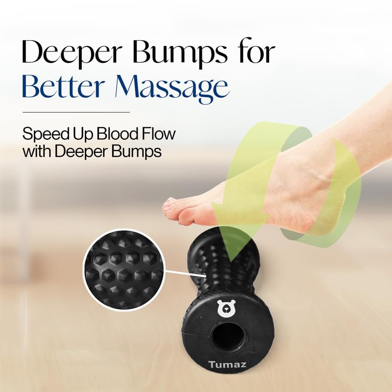 Tumaz Foot Roller for Deep Tissue Massage & Reflexology | Ergonomic Roller | Deep Tissue Massage | Reflexology | Portable Design | Ideal for Foot Recovery - color: Diamond(black)