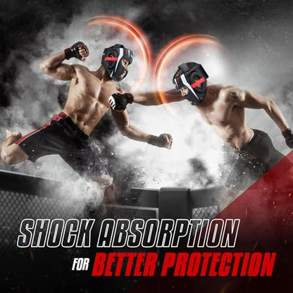 Yes4All Extreme Full Face Boxing Headgear, Adjustable Sparring Headgear, Martial Arts Helmet with PU Leather for Muay Thai, MMA Training, Sparring, Kickboxing - style: B.Large