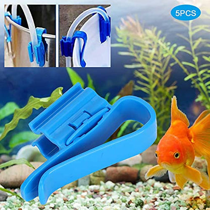 5PCS Aquarium Water Pipe Fixing Clip Fish Tank Mounting Clip Water Pipe Hose Holder Water Change Tool Holder Clip Multifunction Adjustable Clamp for Fish Tank Aquarium (Blue) - color: Blue