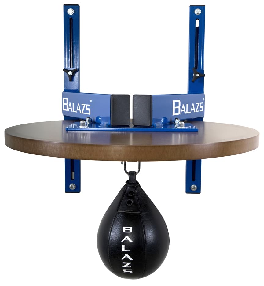 Balazs i-Box Speed Bag Platform - Heavy Duty Commercial Steel, Made in USA | Commercial Grade 11-Gauge Steel, 12" Adjustable Wall Mount, Pro Level III Swivel, 24" Drum, Made in USA - color: Blue
