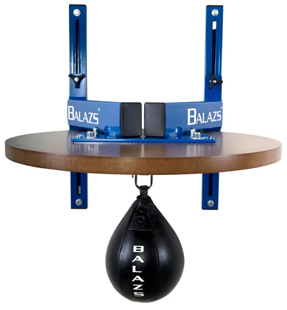 Balazs i-Box Speed Bag Platform - Heavy Duty Commercial Steel, Made in USA | Commercial Grade 11-Gauge Steel, 12" Adjustable Wall Mount, Pro Level III Swivel, 24" Drum, Made in USA - color: Blue