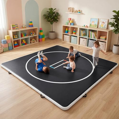 Inflatable Wrestling Mat 10FT / 13FT x 4IN, PVC Portable Wrestling Mats for Home, 4" Thick Jiu Jitsu Mats with Circles for Wrestling, Martial Arts, Jitsu, BJJ, Boxing, MMA, Judo Indoor Outdoor Use - size: 10FT*10FT*4IN