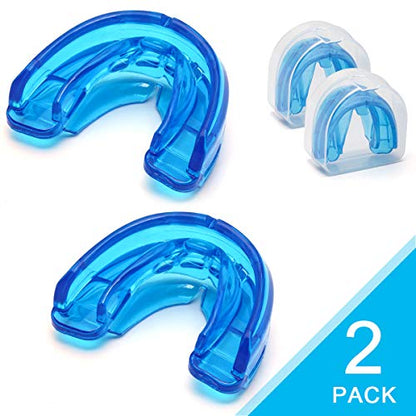 Coolrunner Double Braces Mouth Guard, Sports Athletic Mouth Guards Youth Mouthguard for Upper and Lower Teeth Protection Required for Youth, Teenager and Adults (Blue) (Blue)