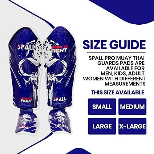 Muay Thai Shin Guards for Kickboxing Martial Arts BJJ Boxing Equipment MMA Training and Sparring Leg Guard with Instep Protection Pads - color: BTF-Blue, size: Small-Medium