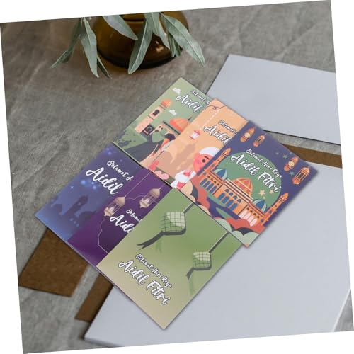 SHOWERORO 6pcs Eid Money Envelopes for Cash Unique Eid Designs Spacious Paper Blessing Envelopes for Ramadan Celebrations and Generous Gifting