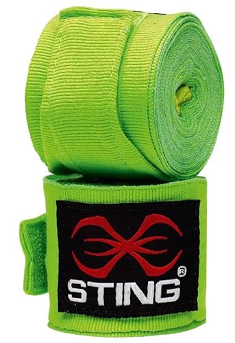 STING Elasticized Boxing Hand Wraps, Boxing Equipment for Professional Competition and Training - color: Neon Green