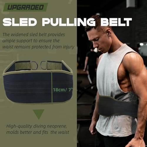 Sled Pulling Belt, Adjustable Weight Belt for Pulling with 2 Pulling Straps, Belt for Sled Pulling (One Size)