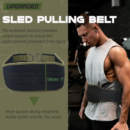 Sled Pulling Belt, Adjustable Weight Belt for Pulling with 2 Pulling Straps, Belt for Sled Pulling (One Size)