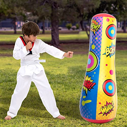 JOYIN Punching Bag for Kids, 47 Inches Kids Punching Bag with Bounce-Back Action, Double-Sided Inflatable Punching Bag(1 Pack)