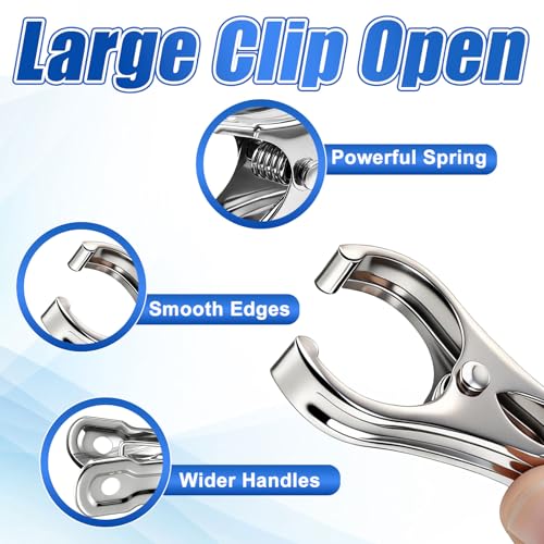 200Pcs Stainless Steel Garden Clips, Large Open Metal Clamps for Greenhouse Hoops, 2" Fix Plant Cover Shade Cloth Netting Tarp, Tight Grip Weatherproof Gardening Supplies