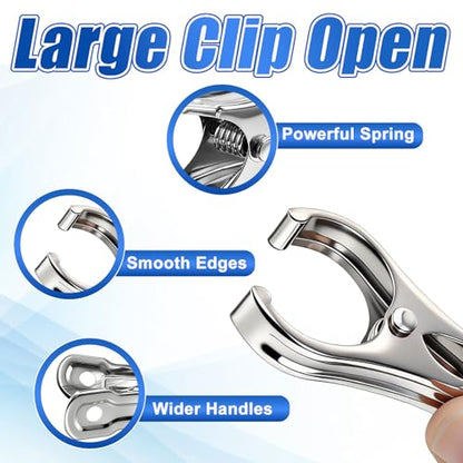 200Pcs Stainless Steel Garden Clips, Large Open Metal Clamps for Greenhouse Hoops, 2" Fix Plant Cover Shade Cloth Netting Tarp, Tight Grip Weatherproof Gardening Supplies
